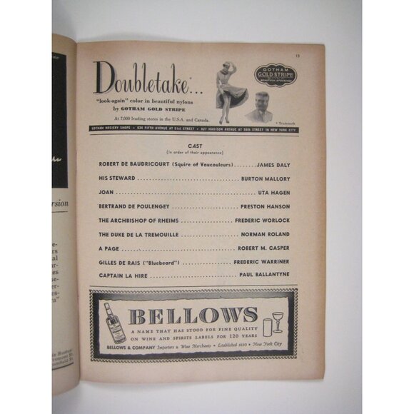 Saint Joan Playbill October 1951 Cort Theatre Uta Hagen Bernard Shaw Webster - Picture 3 of 6